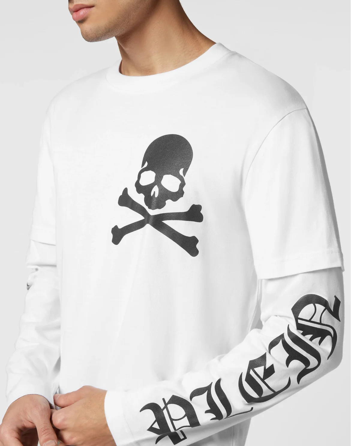 T-shirt Round Neck Double Sleeve Gothic Plein, цвет: Белый