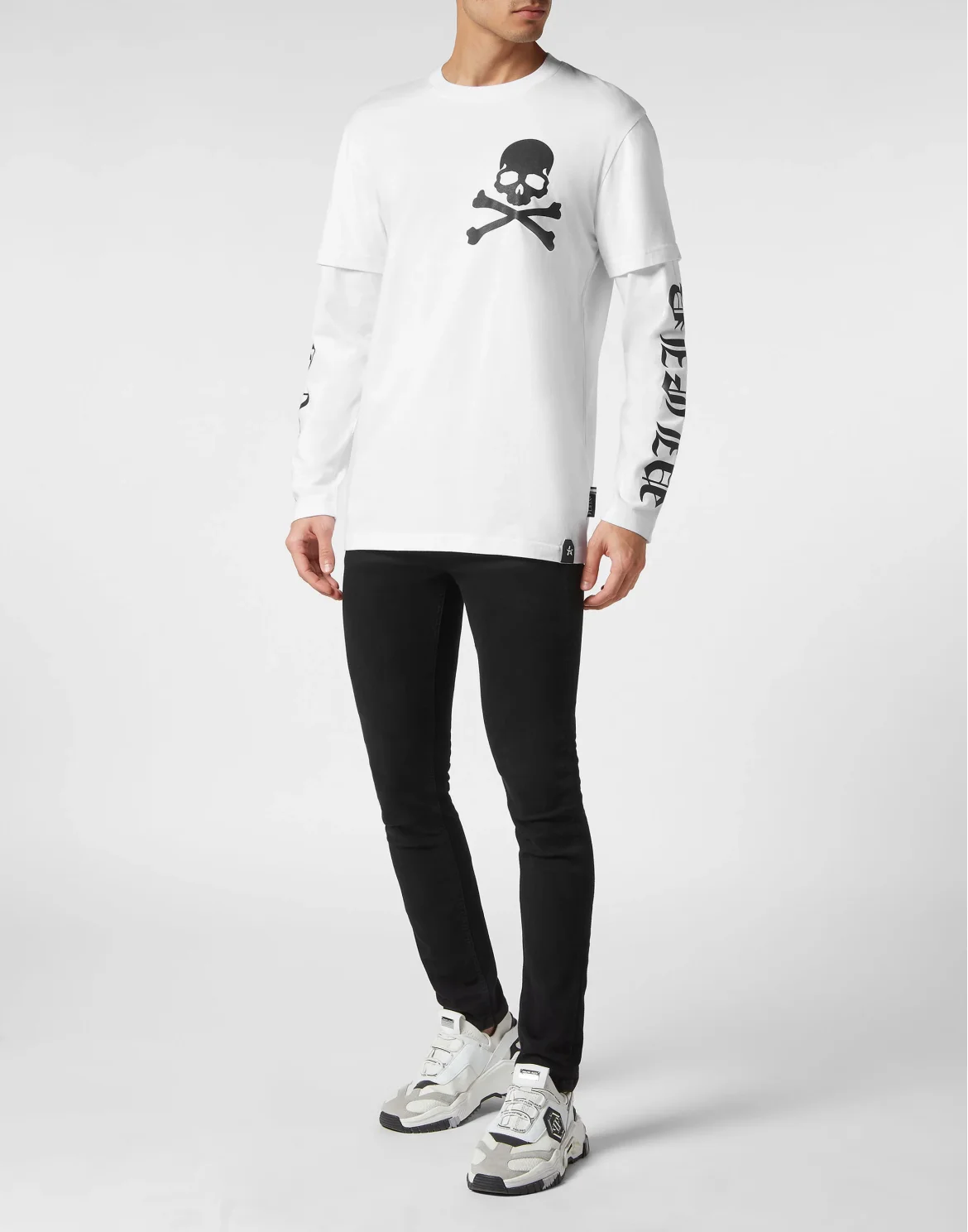 T-shirt Round Neck Double Sleeve Gothic Plein, цвет: Белый