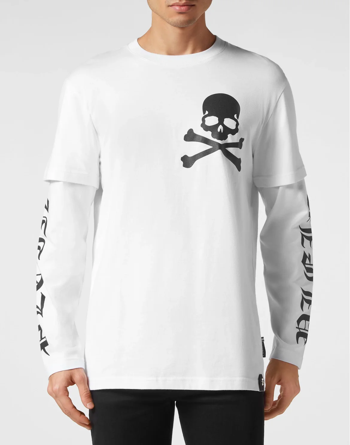 T-shirt Round Neck Double Sleeve Gothic Plein, цвет: Белый