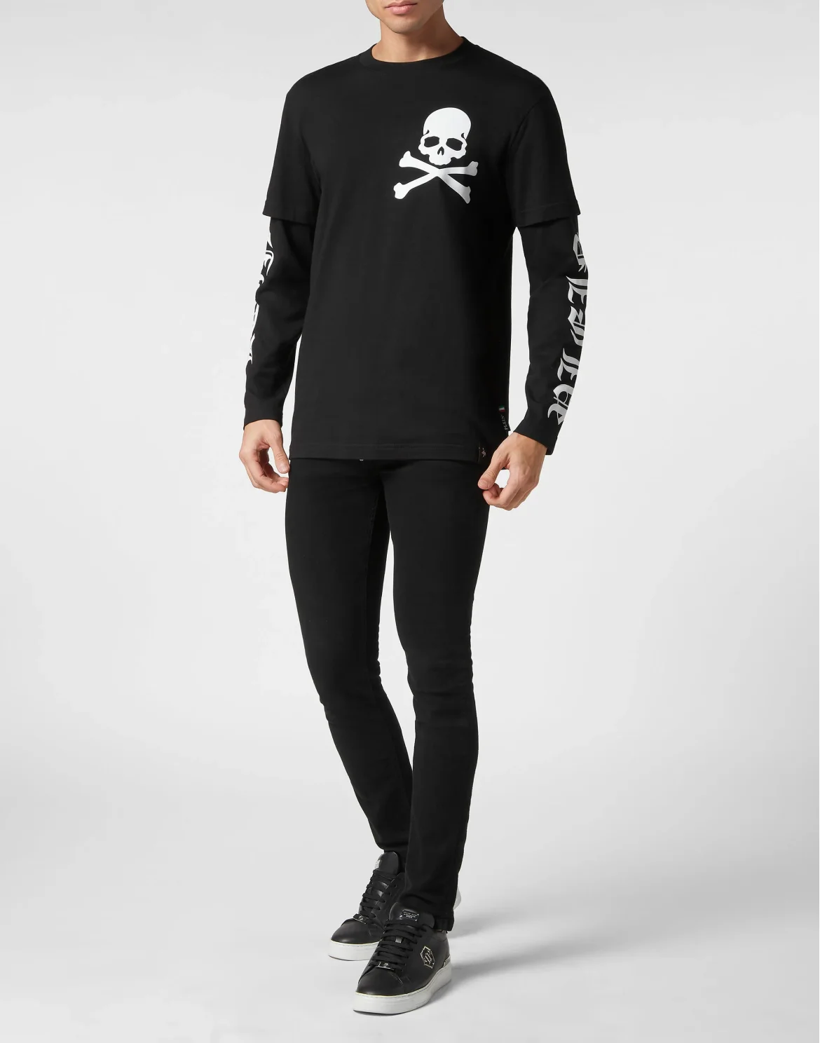 T-shirt Round Neck Double Sleeve Gothic Plein, цвет: Черный
