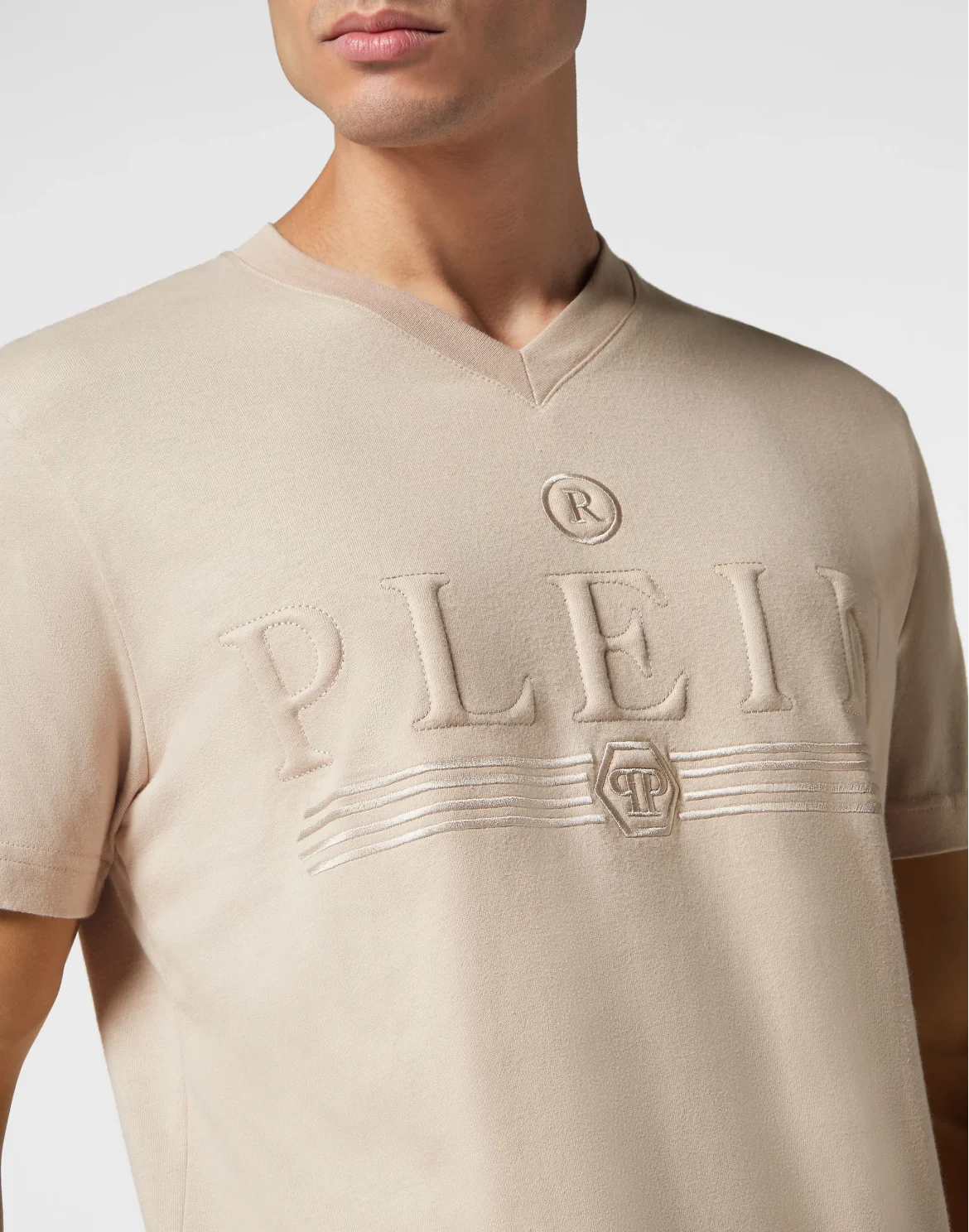 T-shirt V-Neck SS, цвет: Бежевый