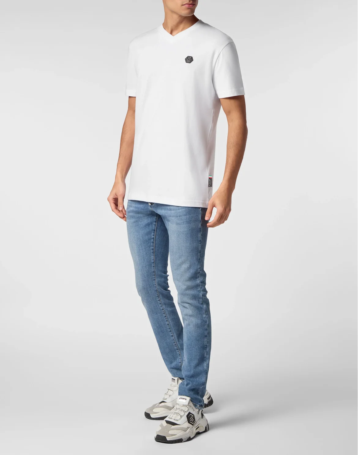 T-shirt V-Neck SS Gothic Plein, цвет: Белый