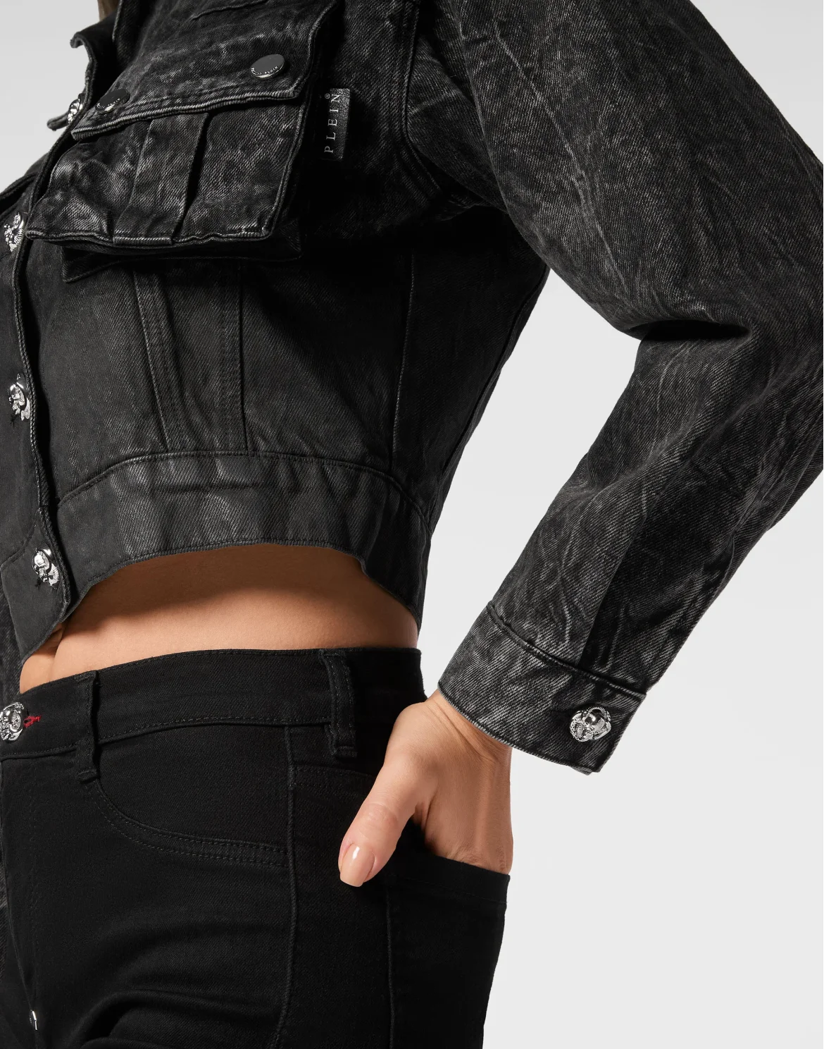 Denim Cargo Jacket, цвет: Черный