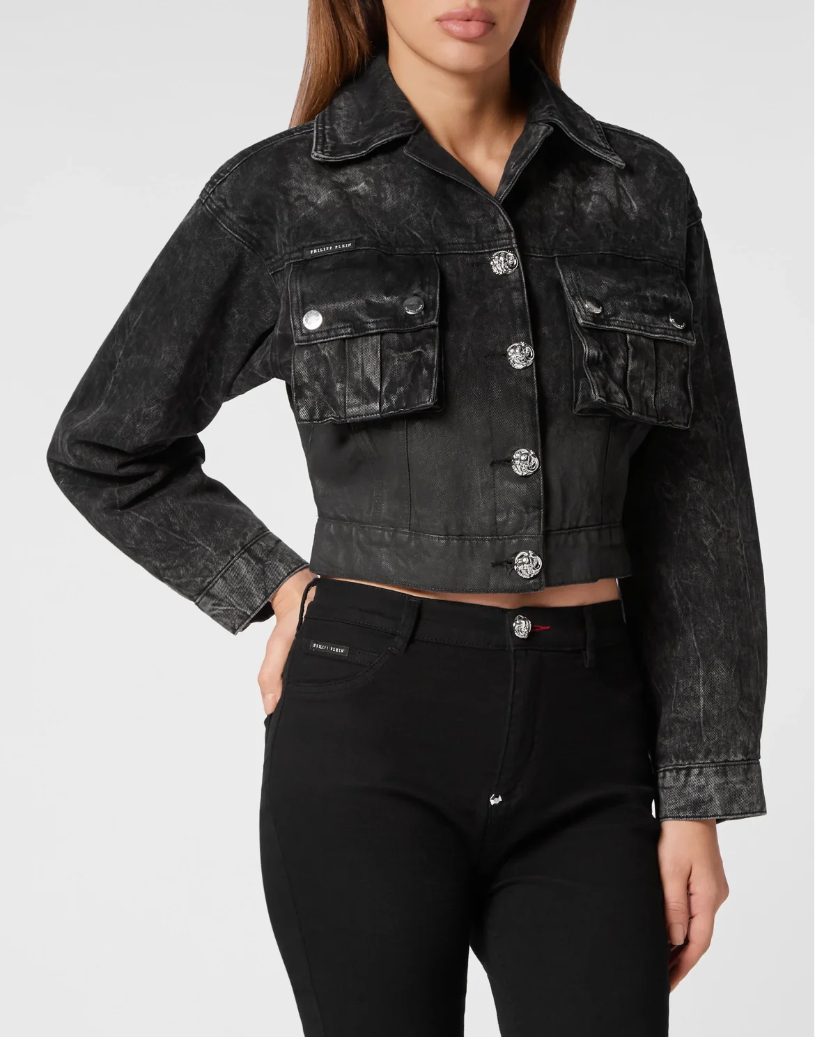 Denim Cargo Jacket, цвет: Черный