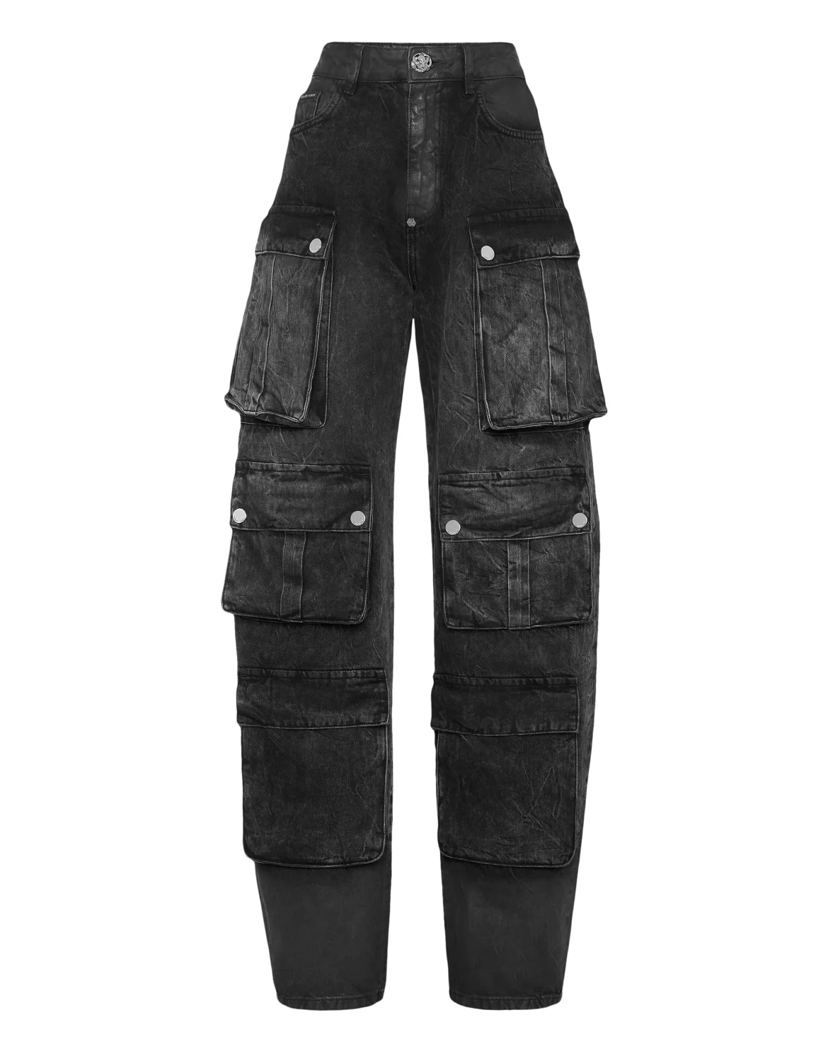 Denim Oversize Cargo Trousers, цвет: Черный