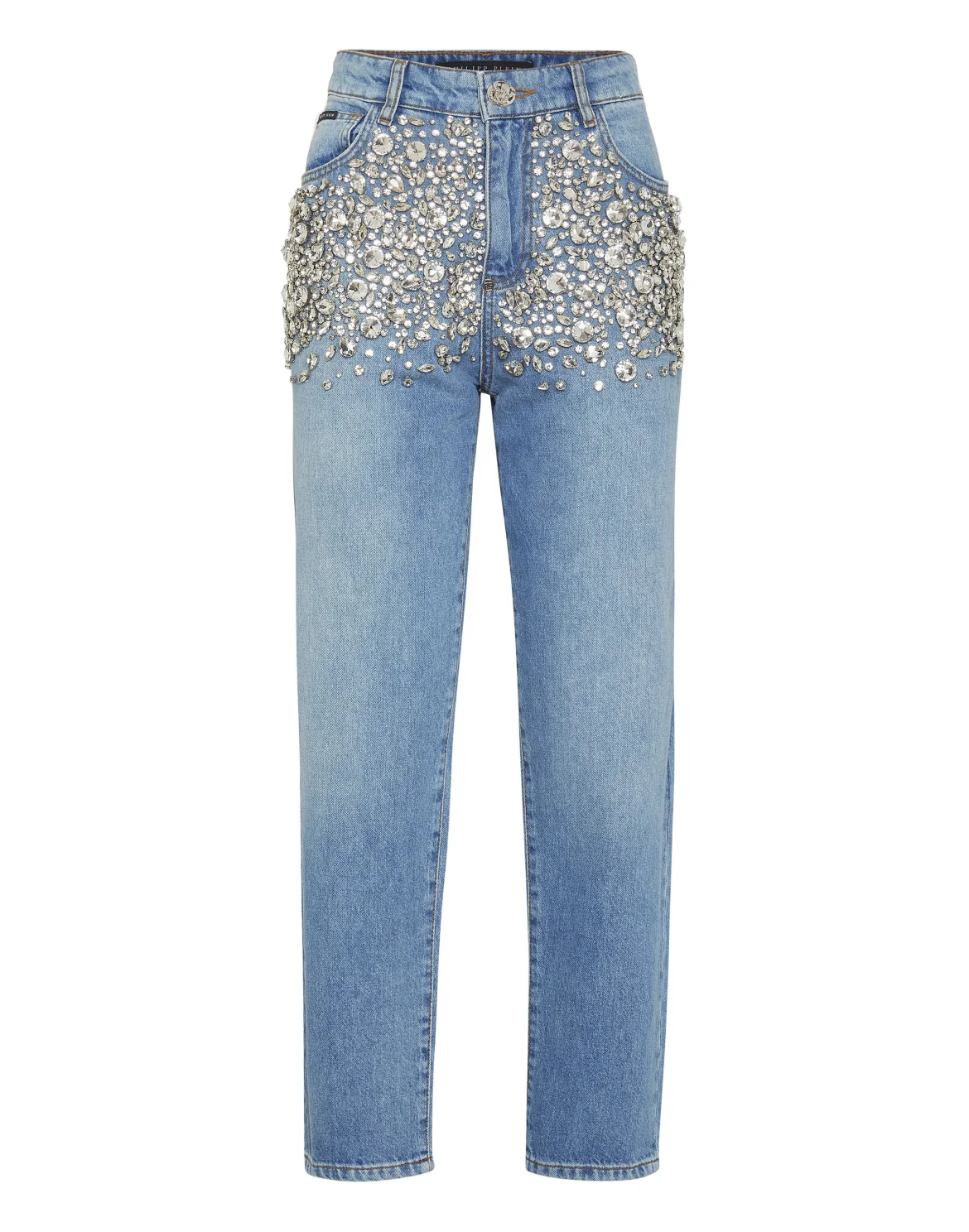 Crystal Stones Mom Fit Trousers, цвет: Серый