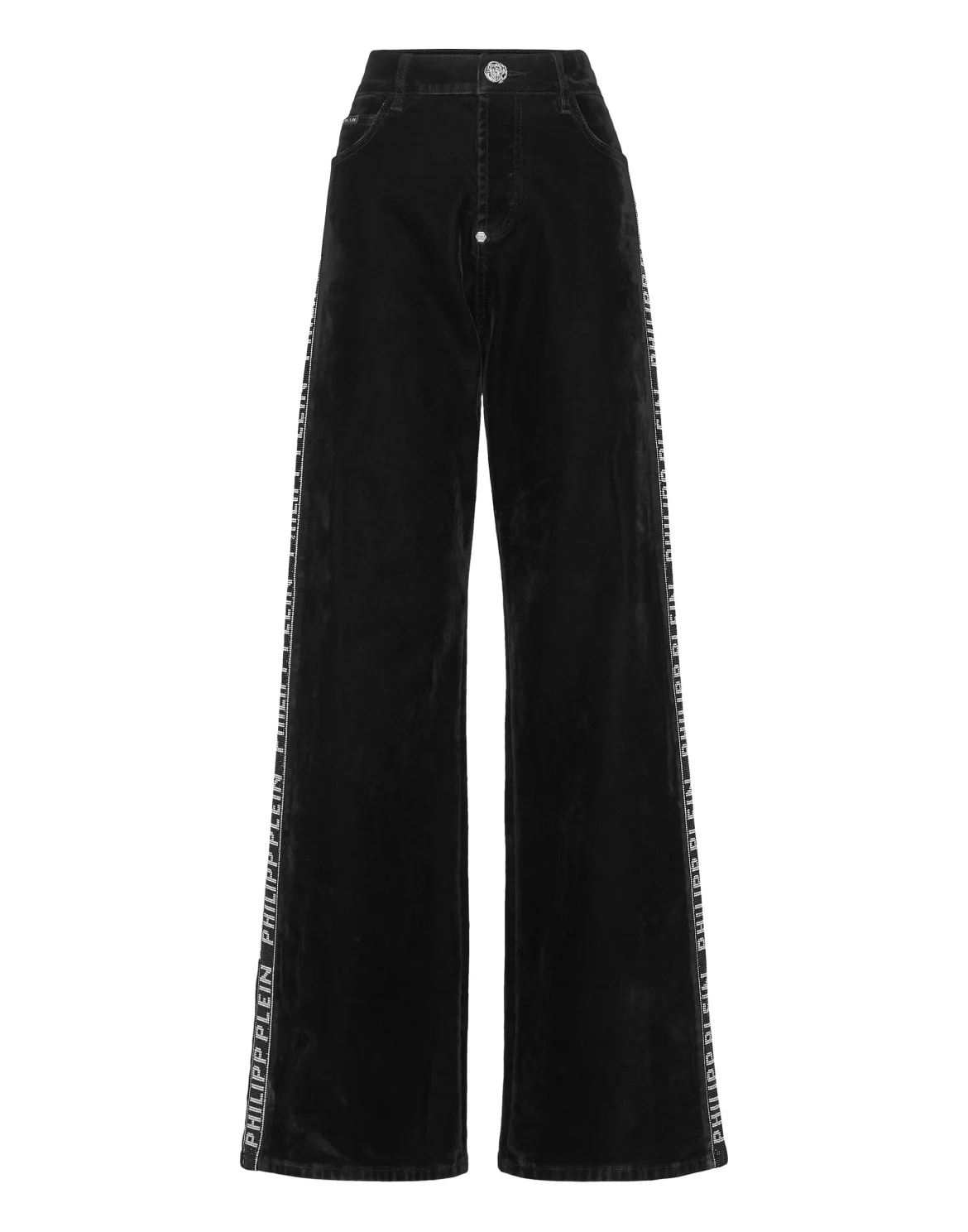 Denim Skater Fit Trousers Crystal Plein, цвет: Черный
