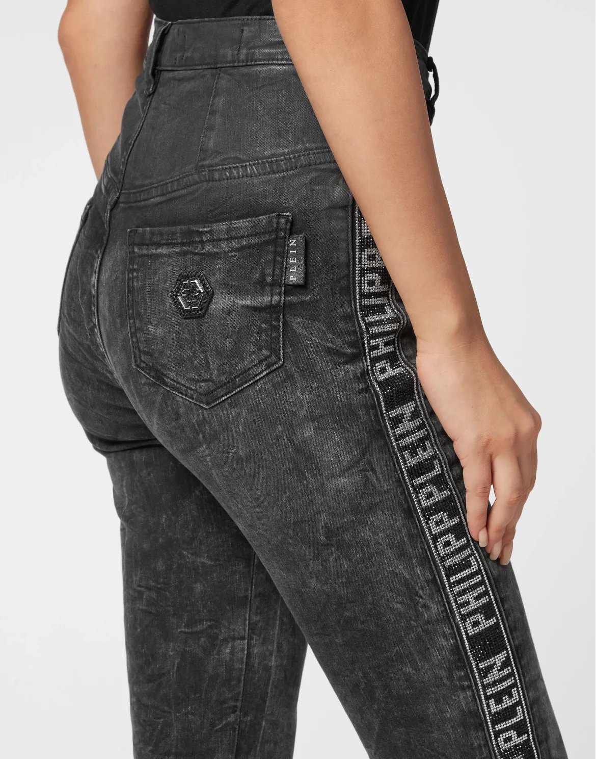 Super High Waist Jegging Crystal Plein, цвет: Черный