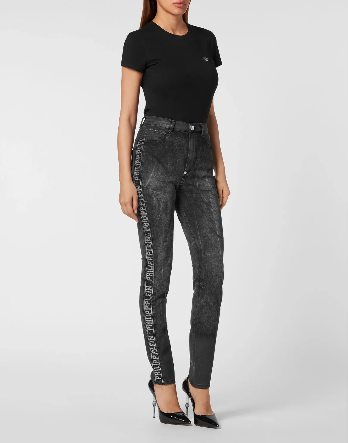 Super High Waist Jegging Crystal Plein, цвет: Черный