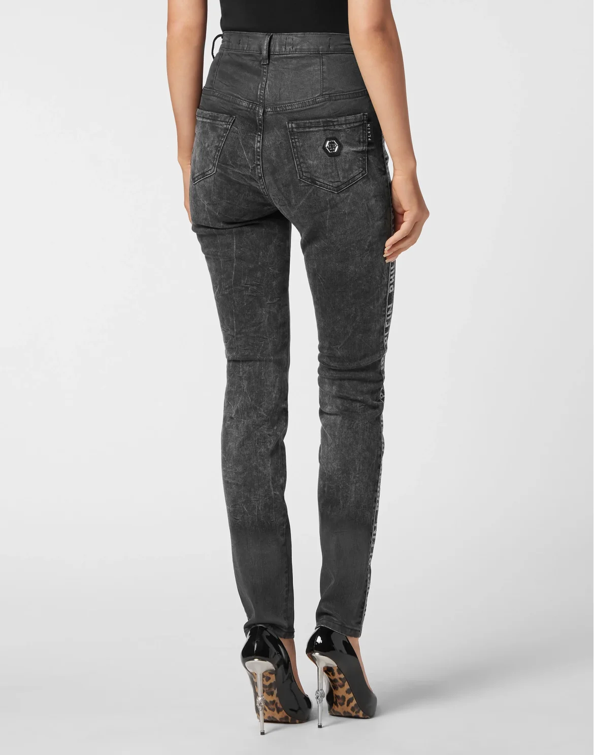 Super High Waist Jegging Crystal Plein, цвет: Черный