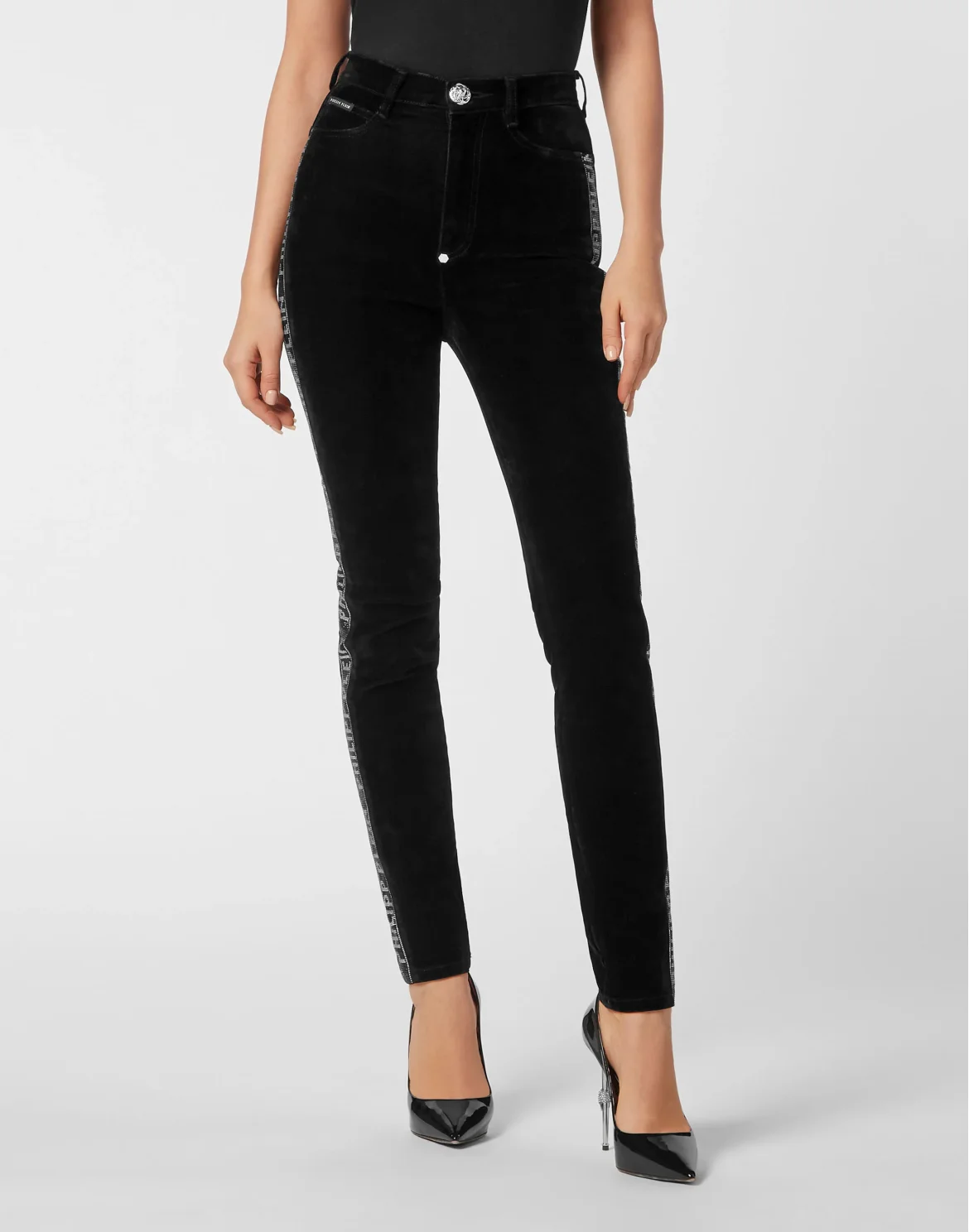 Super High Waist Jegging Crystal Plein, цвет: Черный
