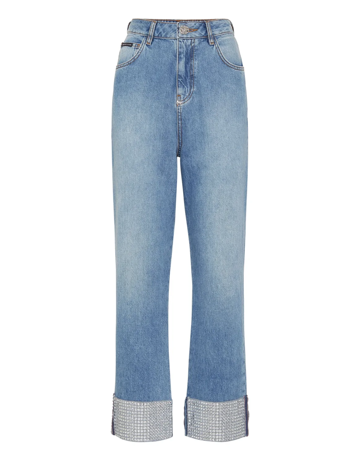 Denim Trousers Strass Loose Fit Heart, цвет: Серый