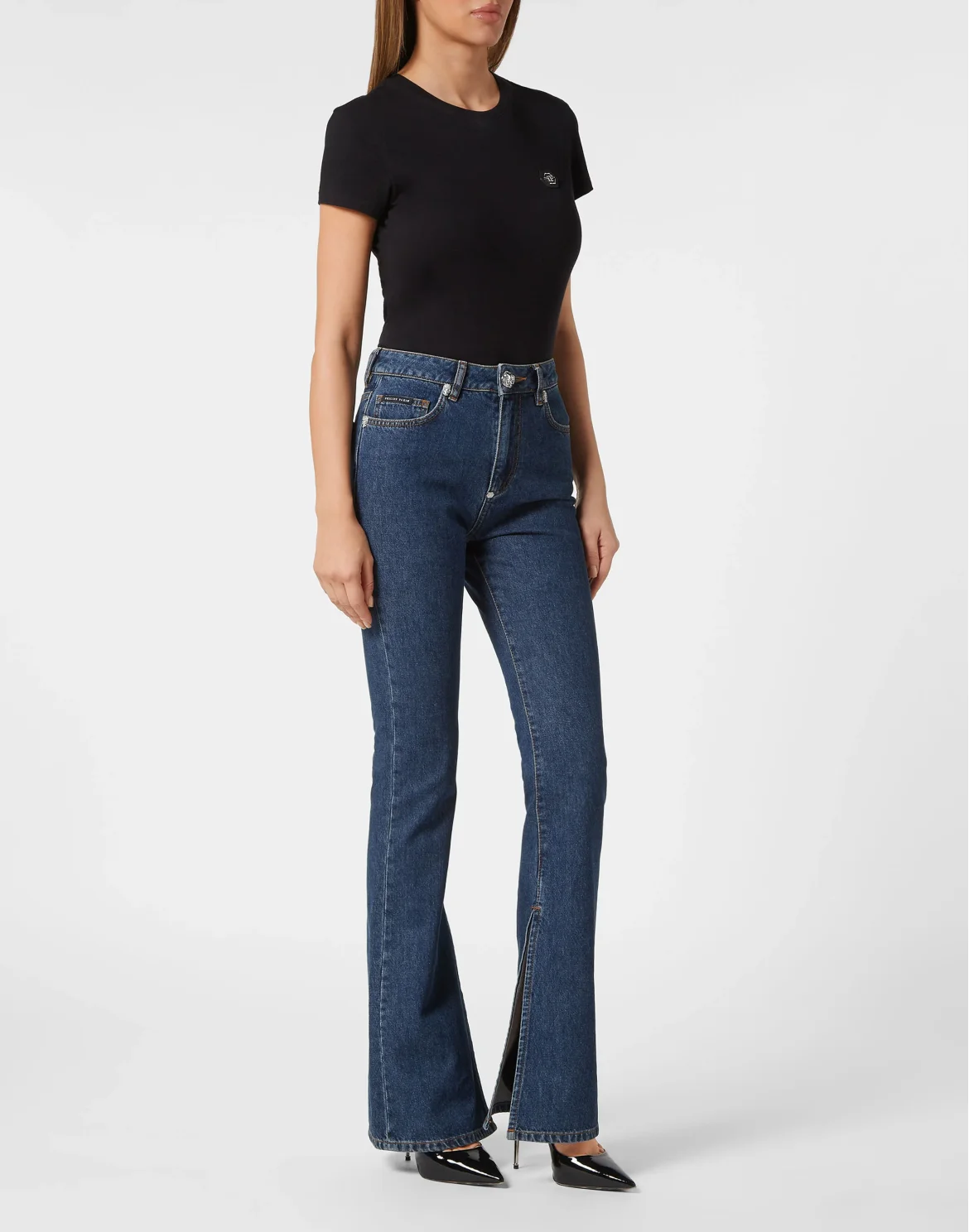 Crystal Skull Denim Flaire Fit Trousers, цвет: Синий