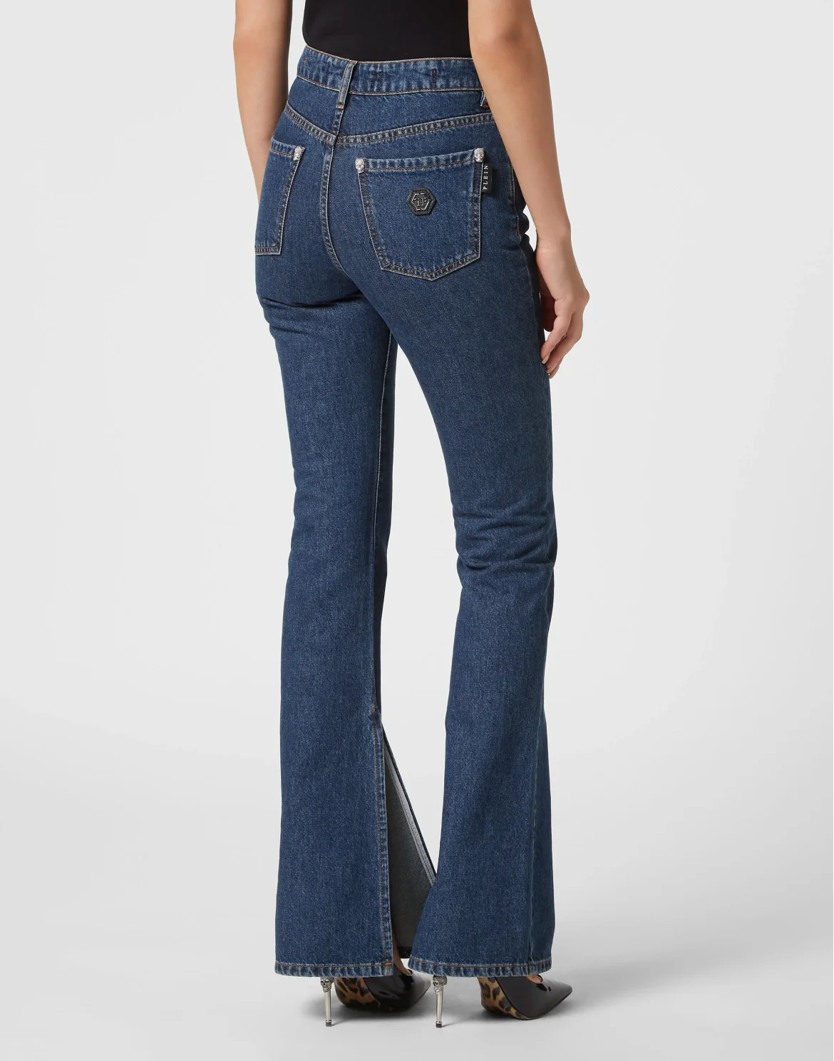 Crystal Skull Denim Flaire Fit Trousers, цвет: Синий