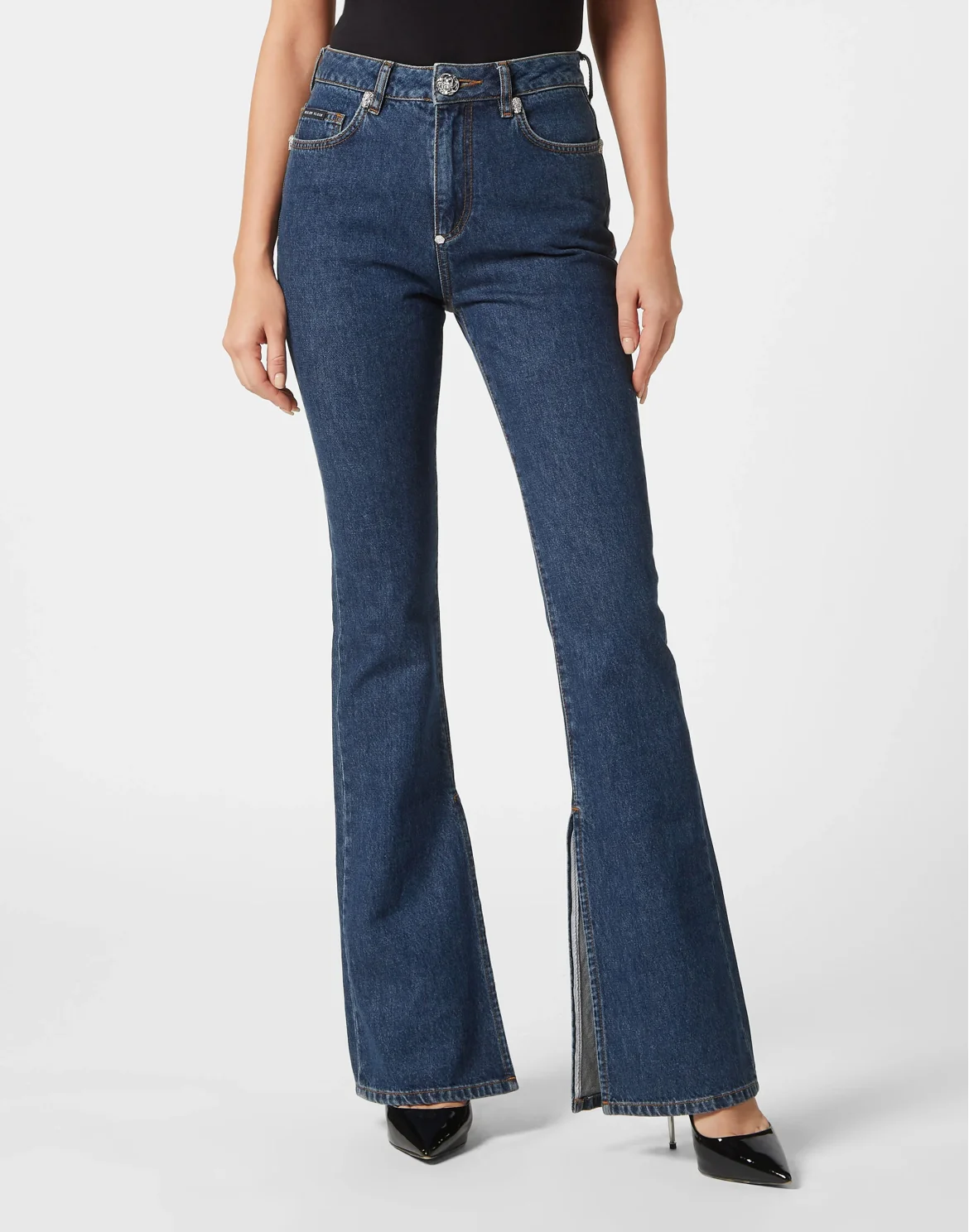 Crystal Skull Denim Flaire Fit Trousers, цвет: Синий
