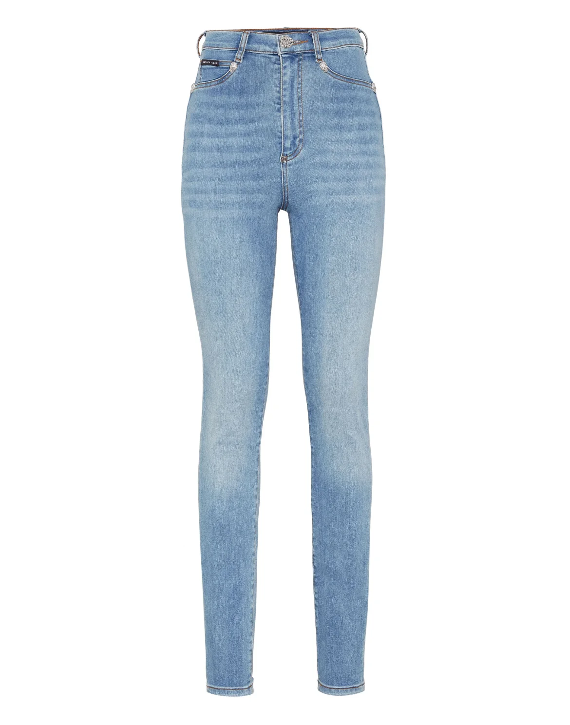 Crystal Skull Denim Super High Waist Jegging, цвет: Голубой