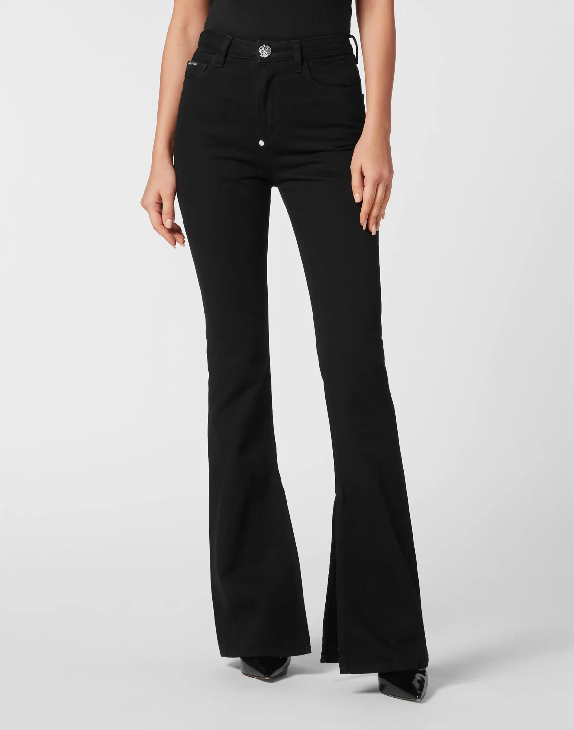 Denim Flare Fit Trousers, цвет: Черный