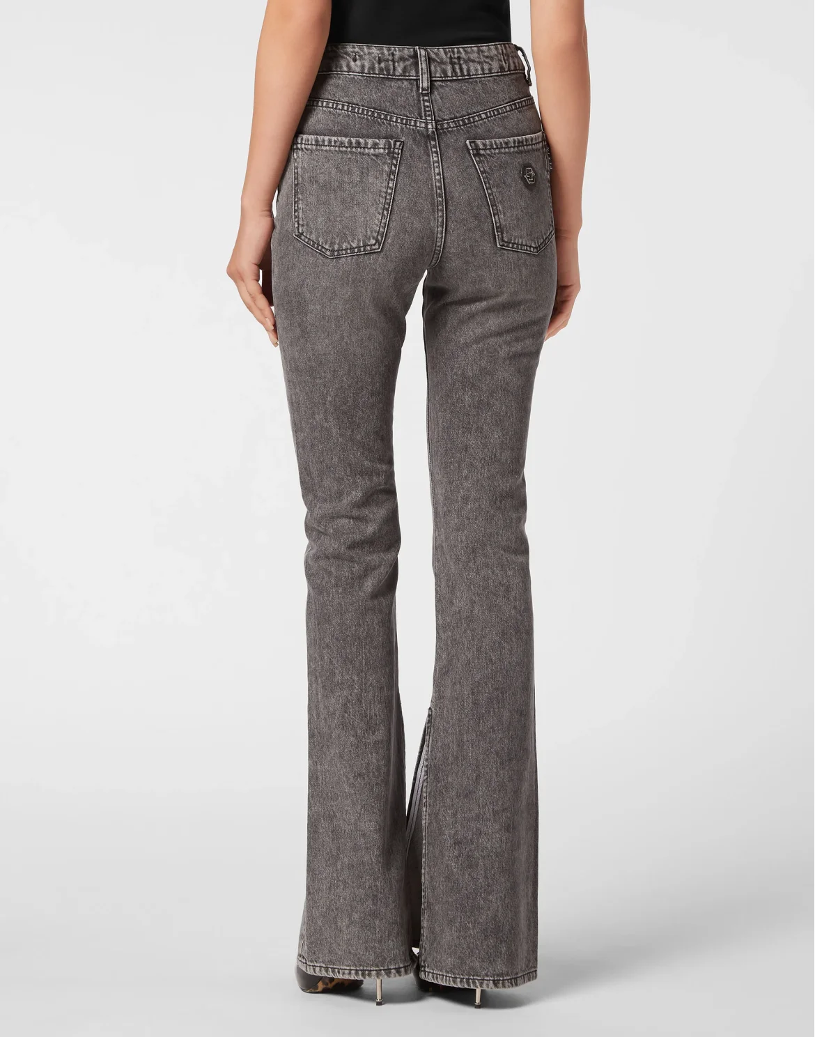 Denim Flare Fit Trousers, цвет: Черный