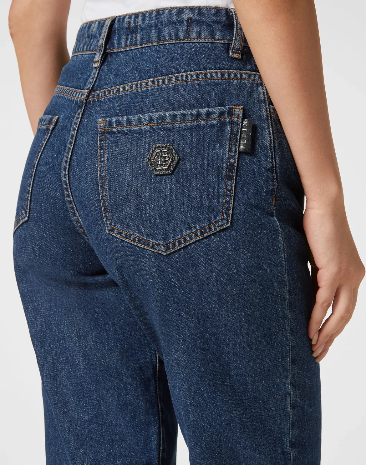 Denim Mom Fit Trousers, цвет: Синий