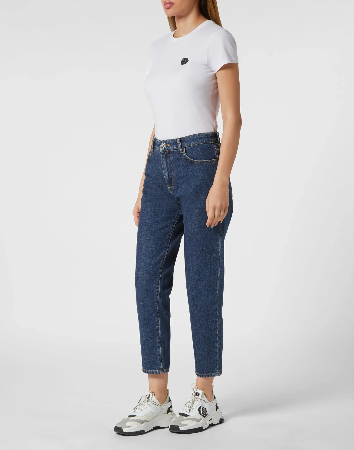 Denim Mom Fit Trousers, цвет: Синий