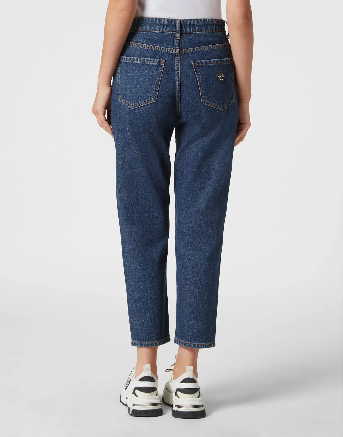 Denim Mom Fit Trousers, цвет: Синий