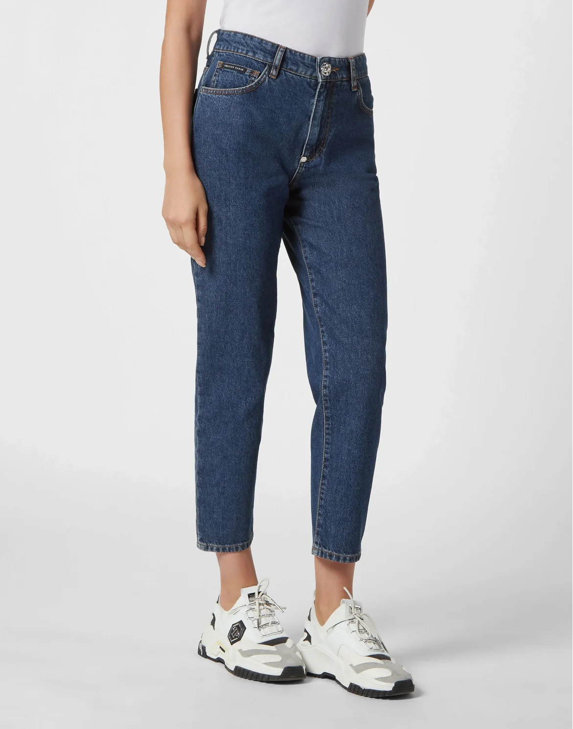 Denim Mom Fit Trousers, цвет: Синий