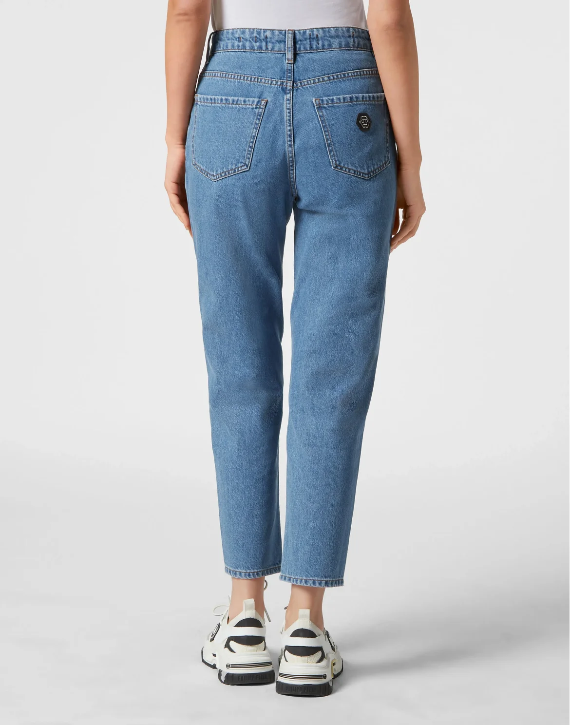 Denim Mom Fit Trousers, цвет: Голубой