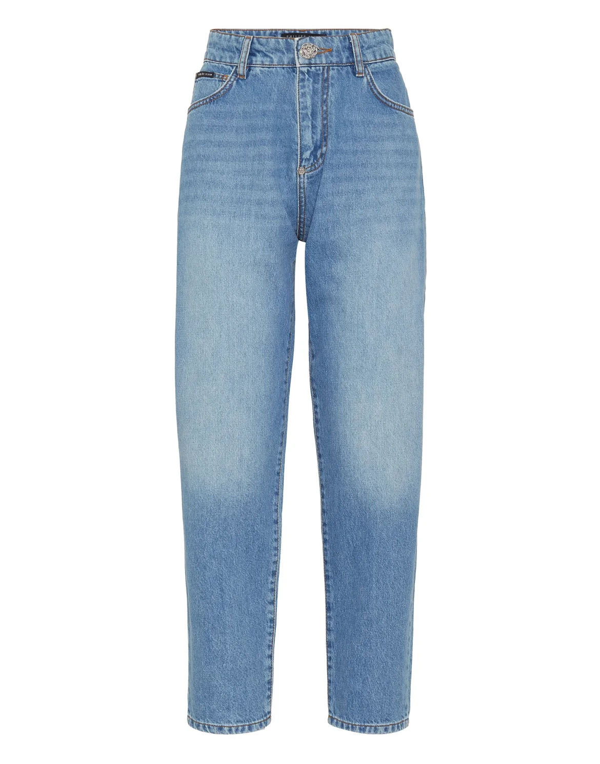 Denim Mom Fit Trousers, цвет: Голубой