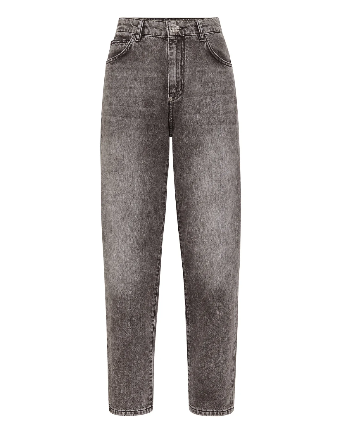 Denim Mom Fit Trousers, цвет: Черный
