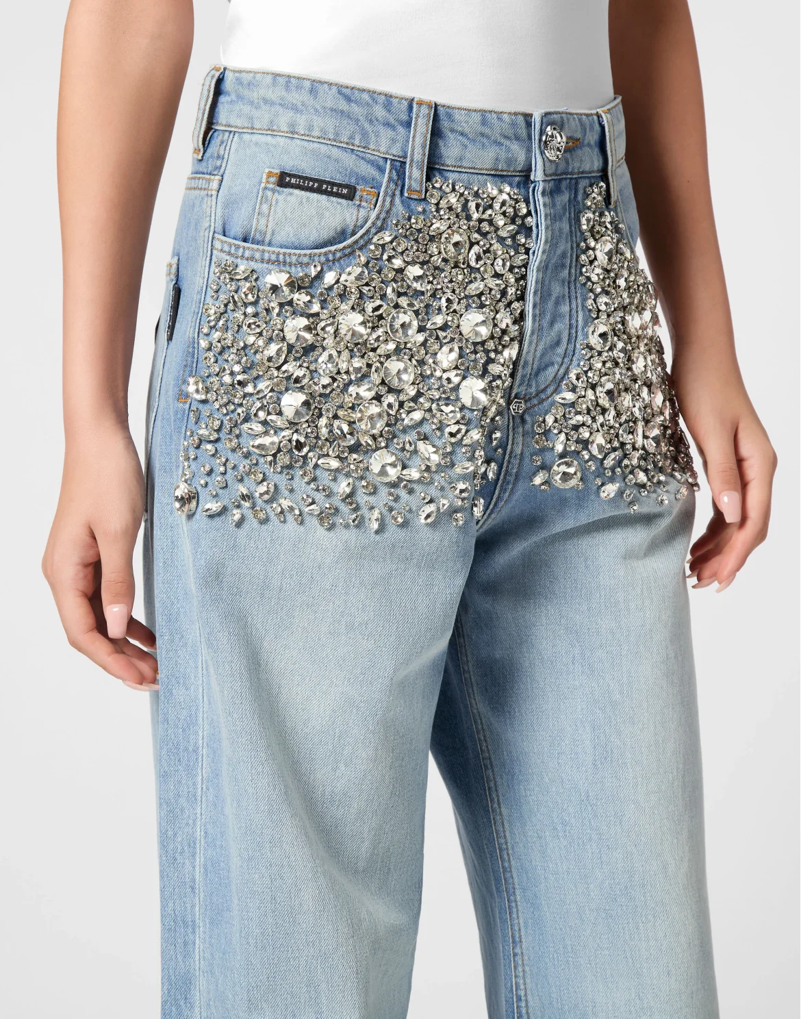 Crystal Stones Skater Fit Trousers, цвет: Серый