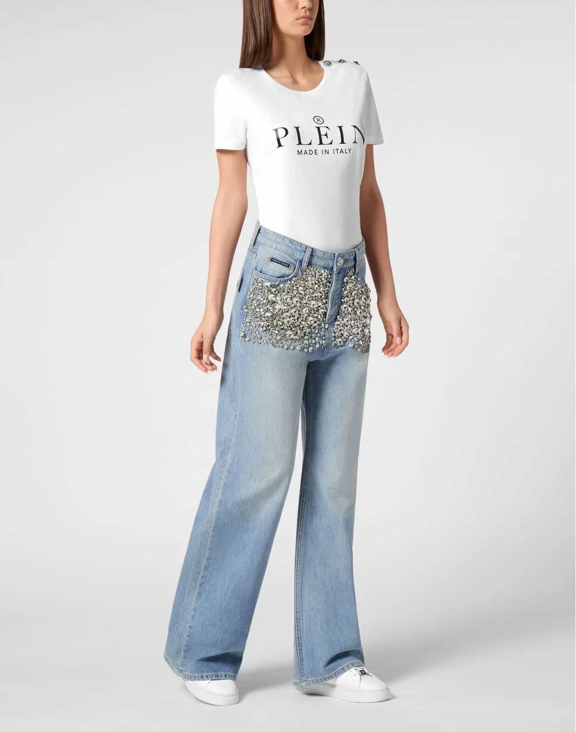 Crystal Stones Skater Fit Trousers, цвет: Серый