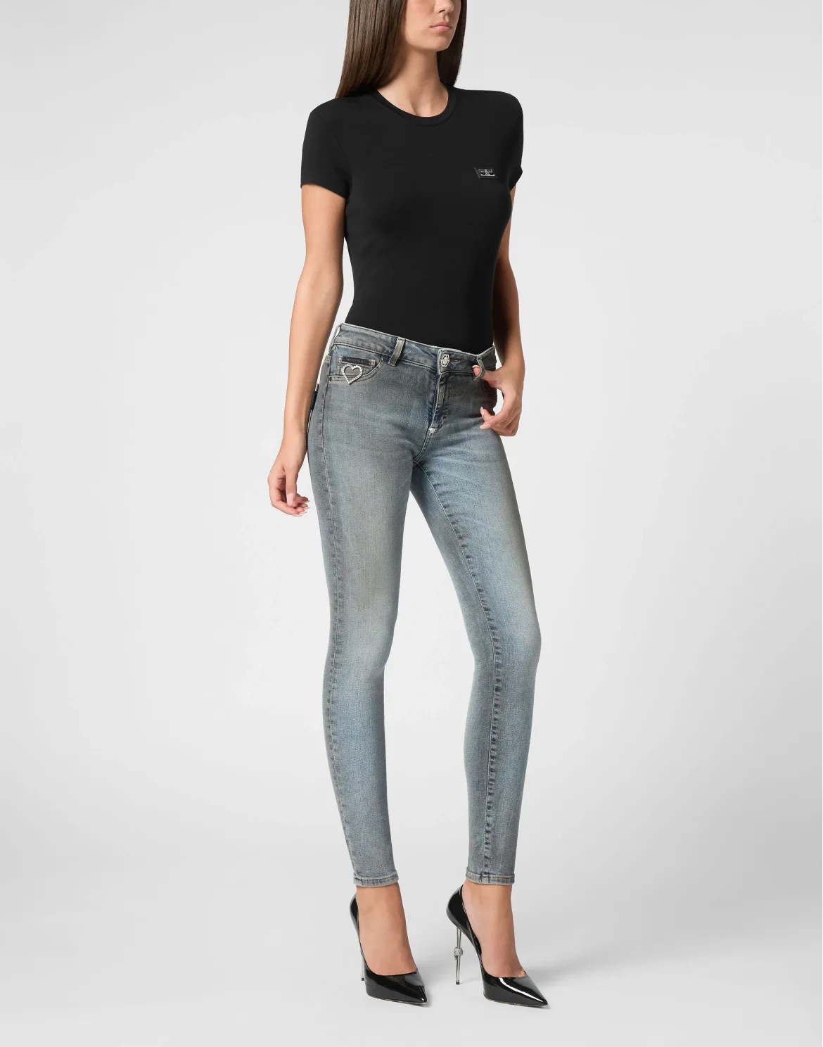 Denim Jeggings Heart, цвет: Серый