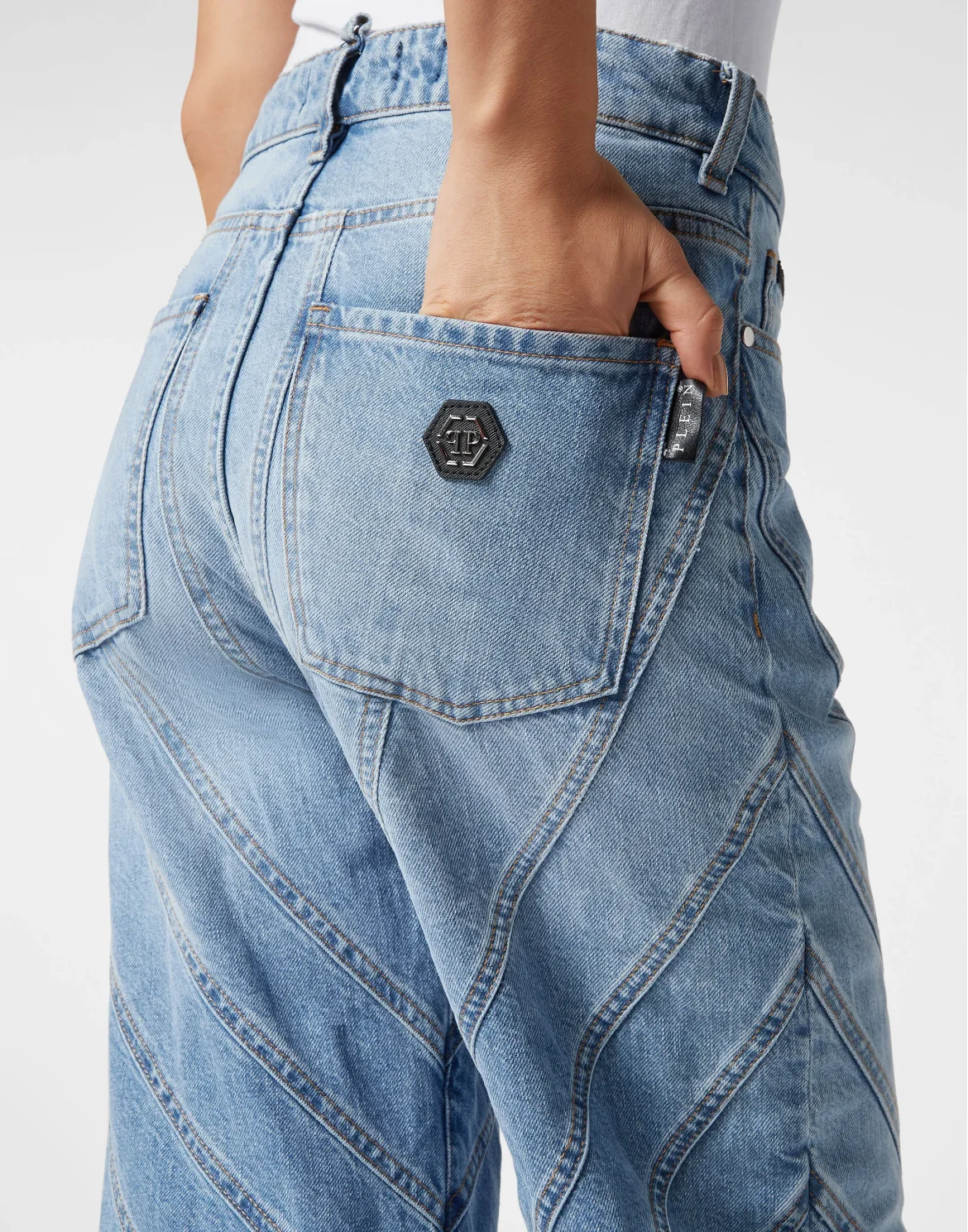 Denim Multicutting Skater Fit Trousers, цвет: Синий