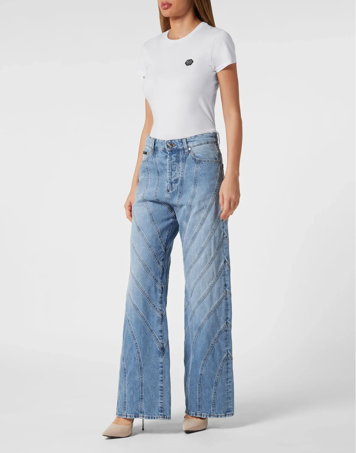 Denim Multicutting Skater Fit Trousers, цвет: Синий