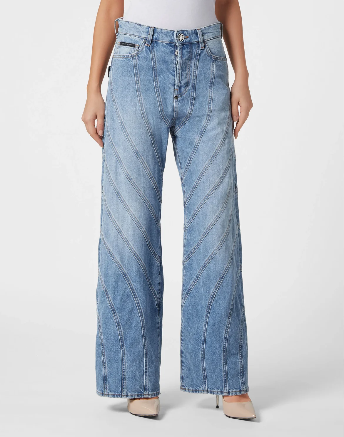 Denim Multicutting Skater Fit Trousers, цвет: Синий