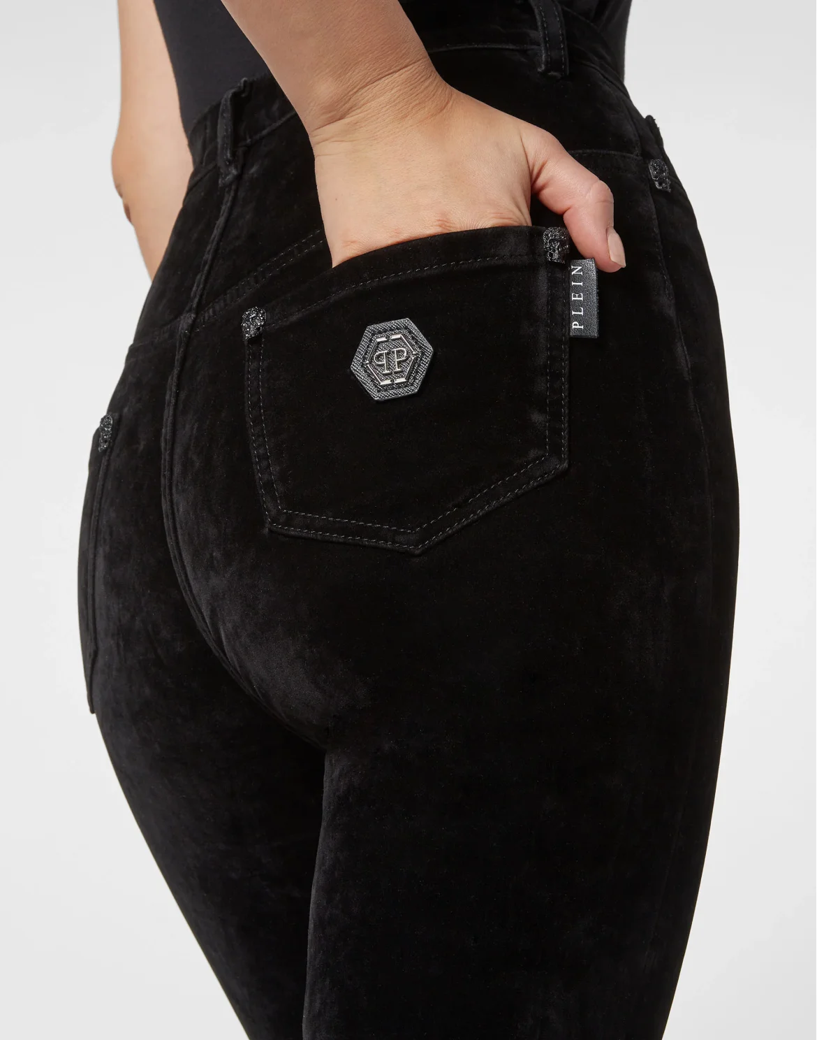 Crystal Skull Denim Super High Waist Jegging, цвет: Черный