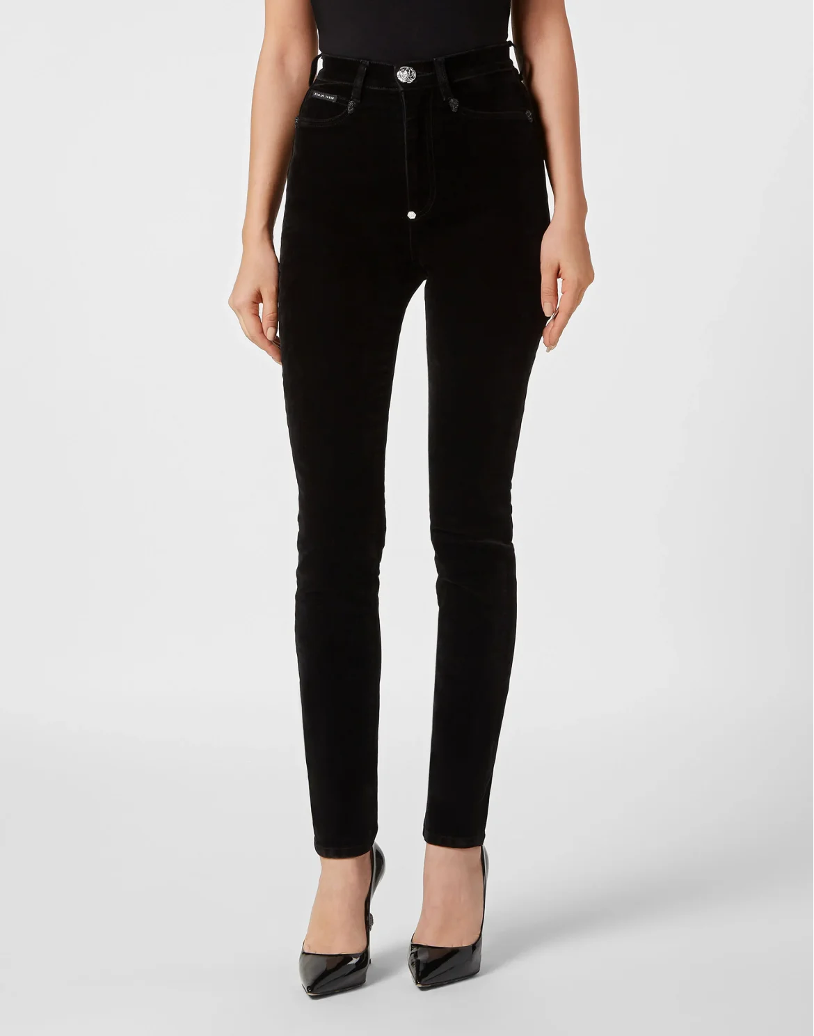 Crystal Skull Denim Super High Waist Jegging, цвет: Черный