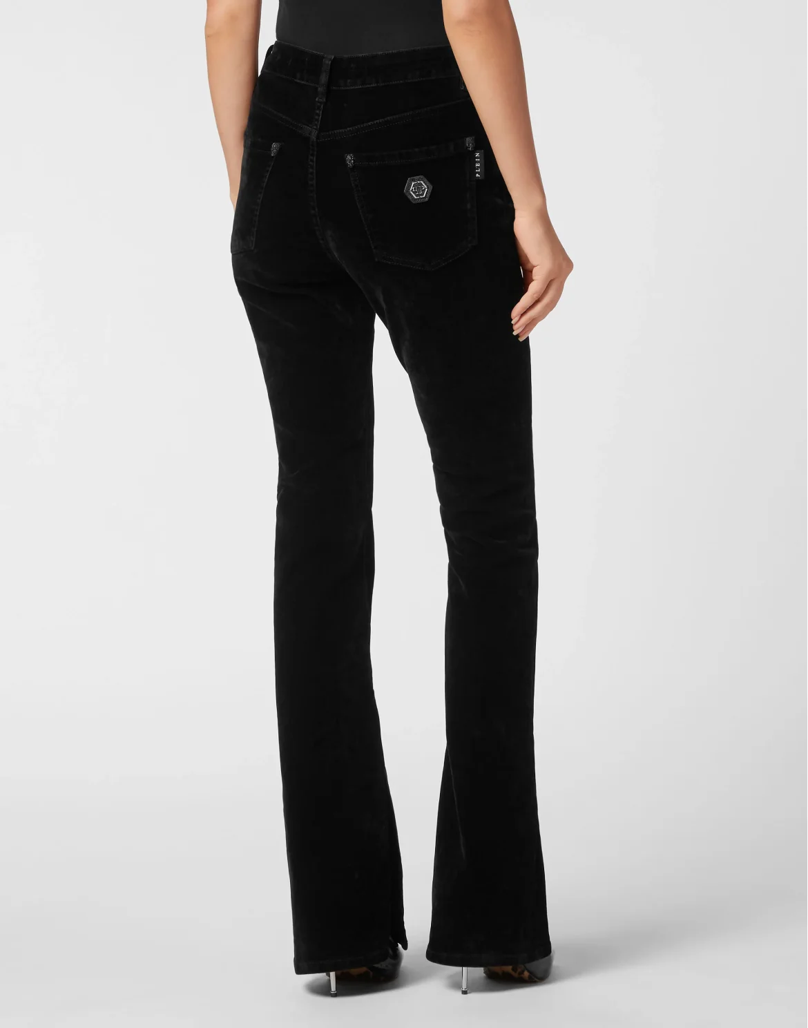 Crystal Skull Denim Flaire Fit Trousers, цвет: Черный