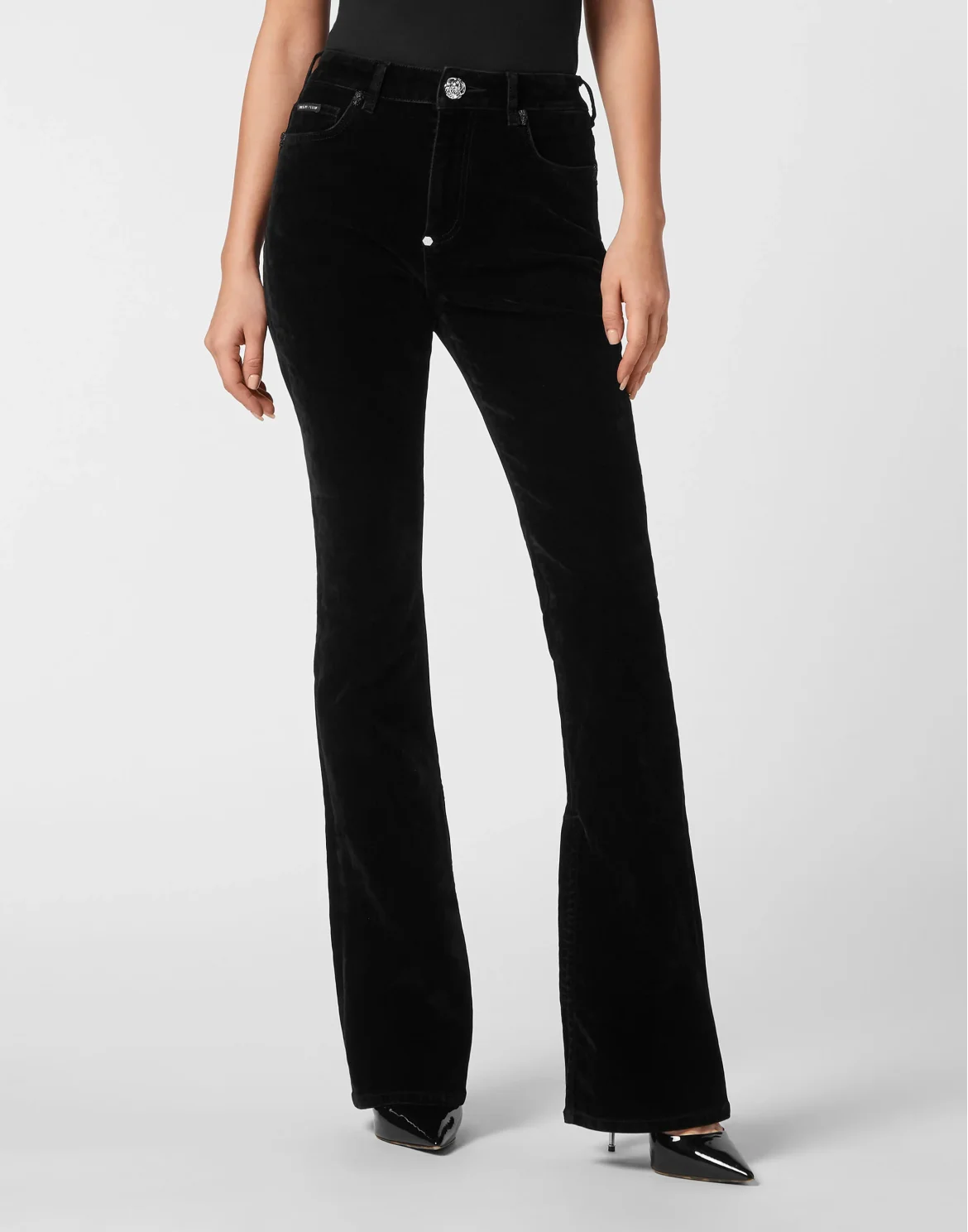 Crystal Skull Denim Flaire Fit Trousers, цвет: Черный