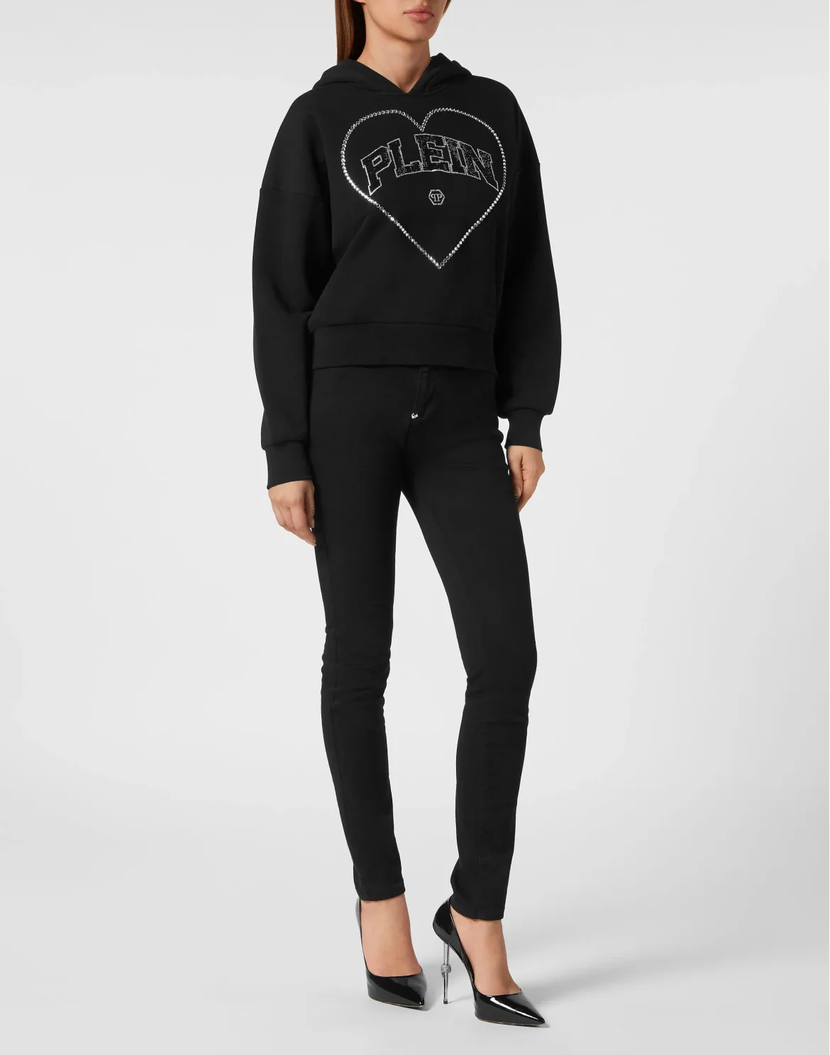 Crop hoodie Heart, цвет: Черный