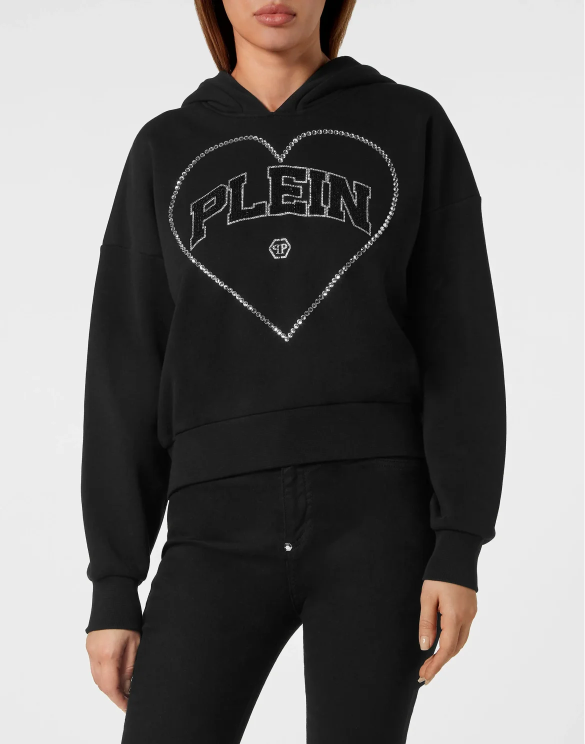 Crop hoodie Heart, цвет: Черный