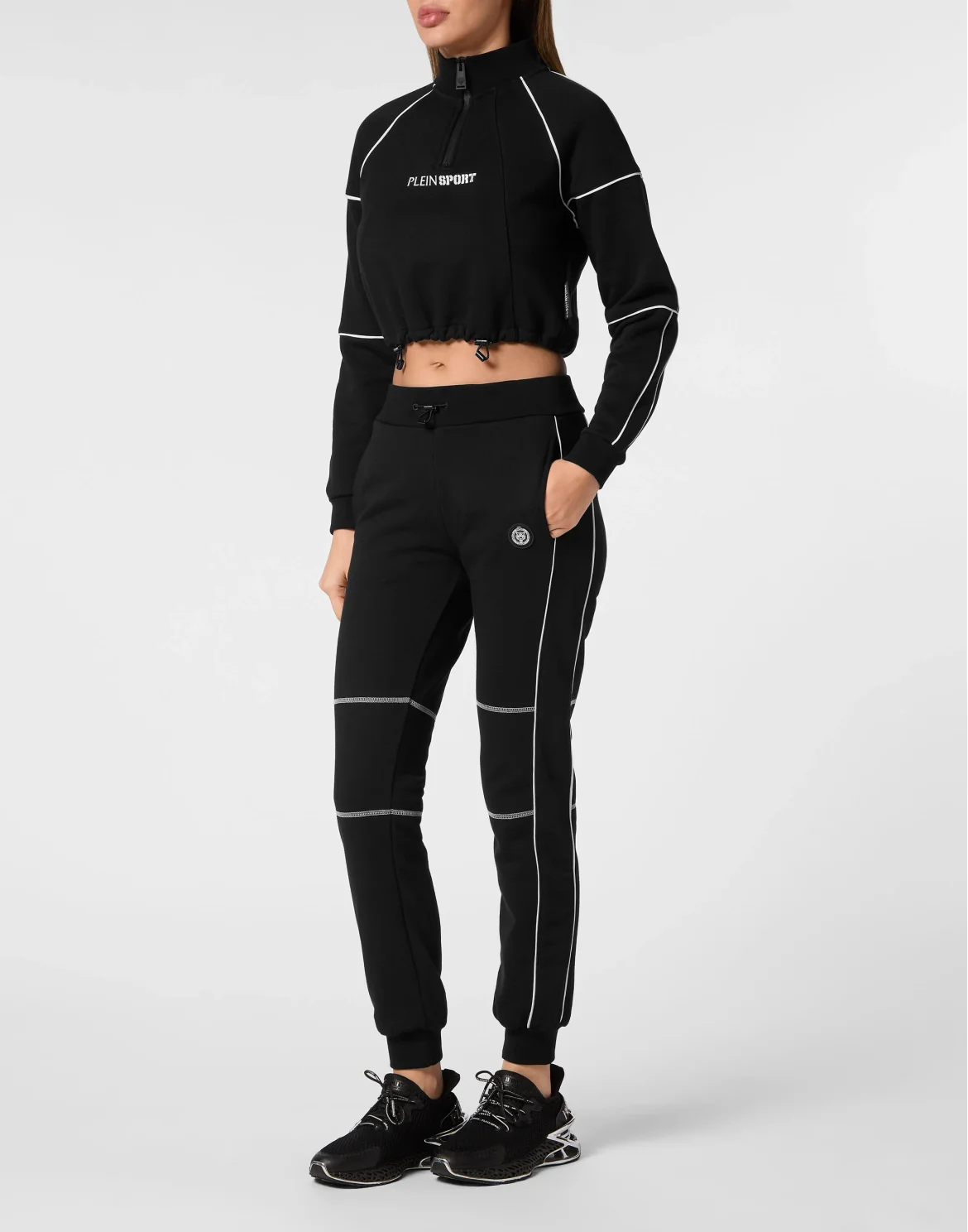 Cropped Hoodie Sweatshirt, цвет: Черный