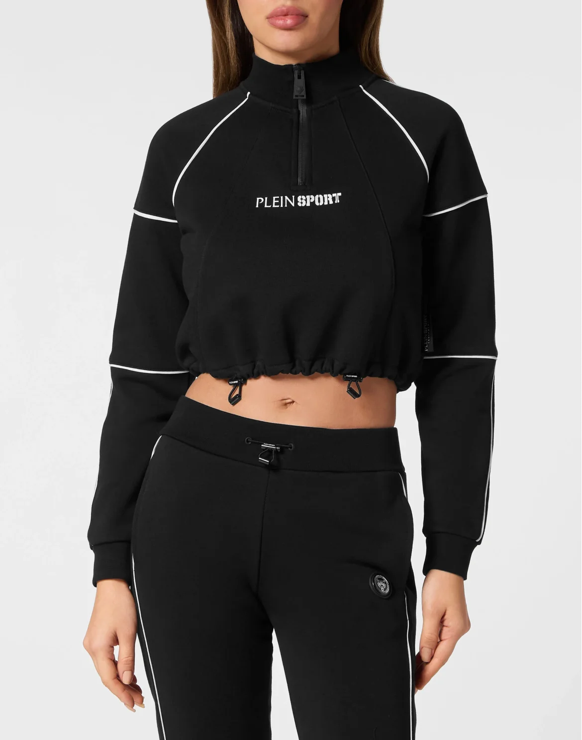Cropped Hoodie Sweatshirt, цвет: Черный