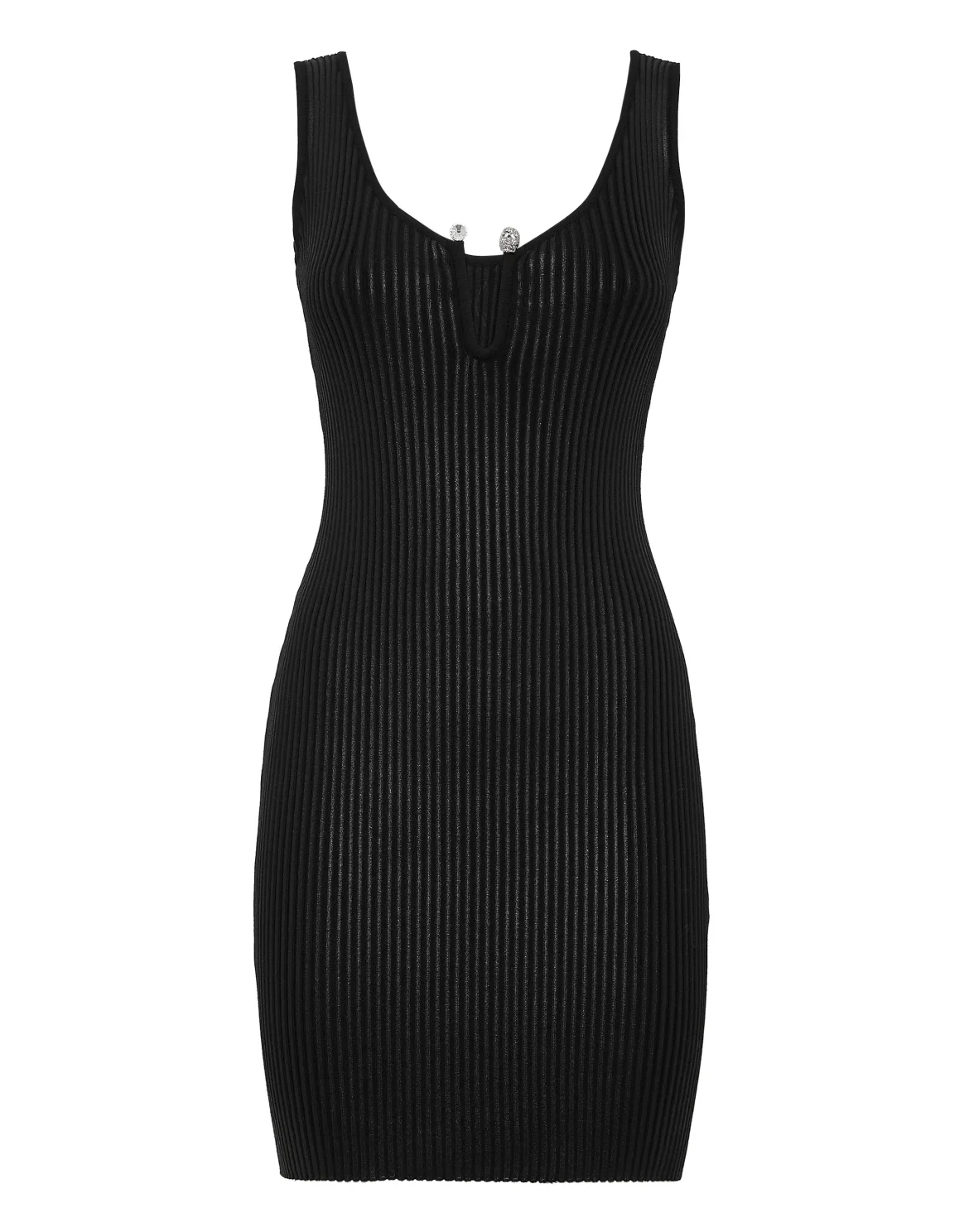 Coated Knit Mini Dress, цвет: Черный