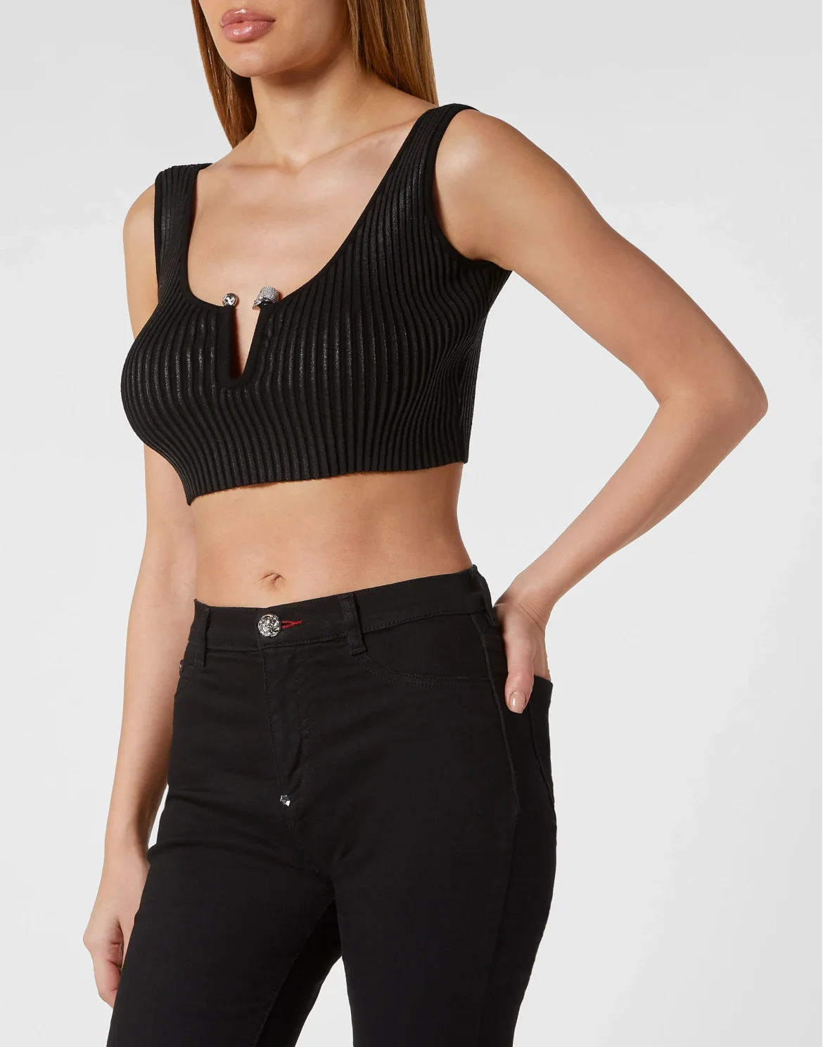 Coated Knit Top, цвет: Черный