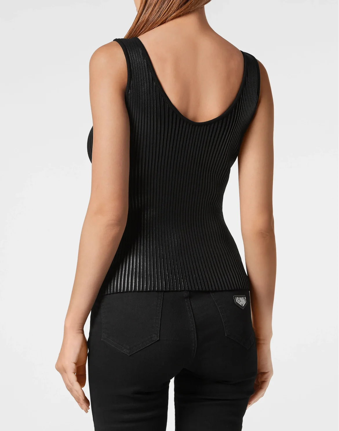 Coated Knit Long Top, цвет: Черный