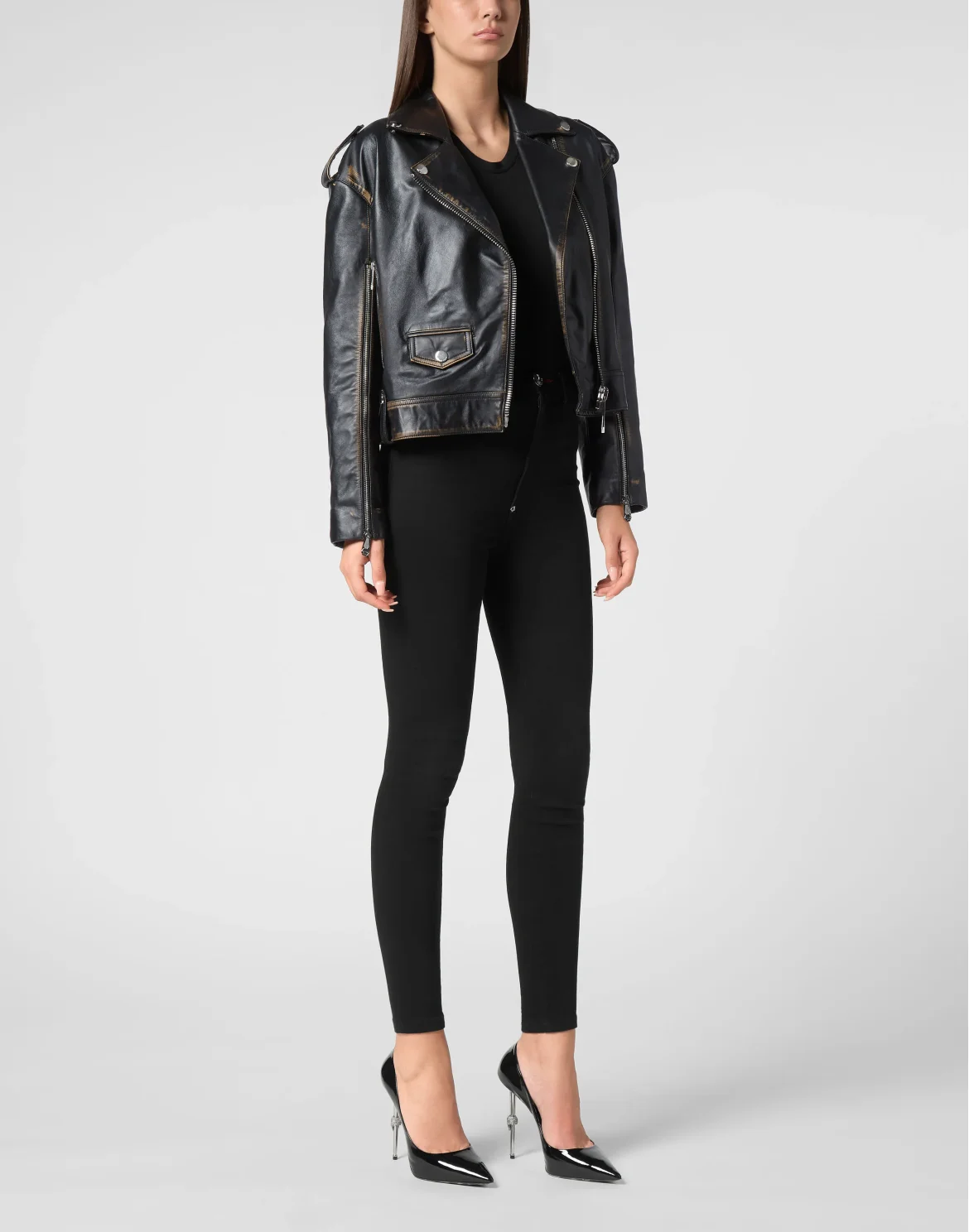 Vintage Leather Over Biker, цвет: Черный