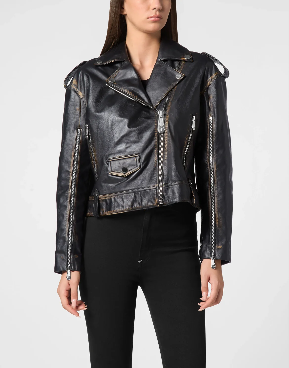 Vintage Leather Over Biker, цвет: Черный