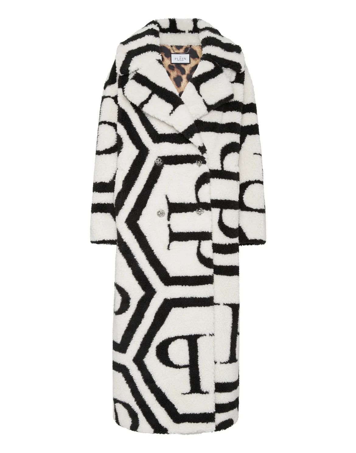 Teddy Long Eco Fur Coat Monogram, цвет: Белый