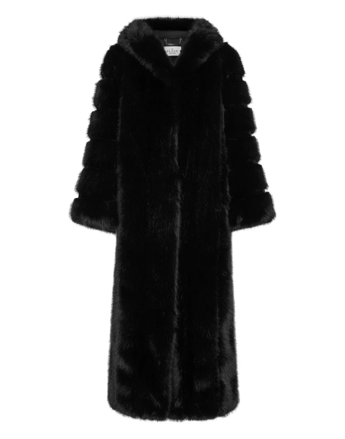 Long Eco Fox Coat, цвет: Черный